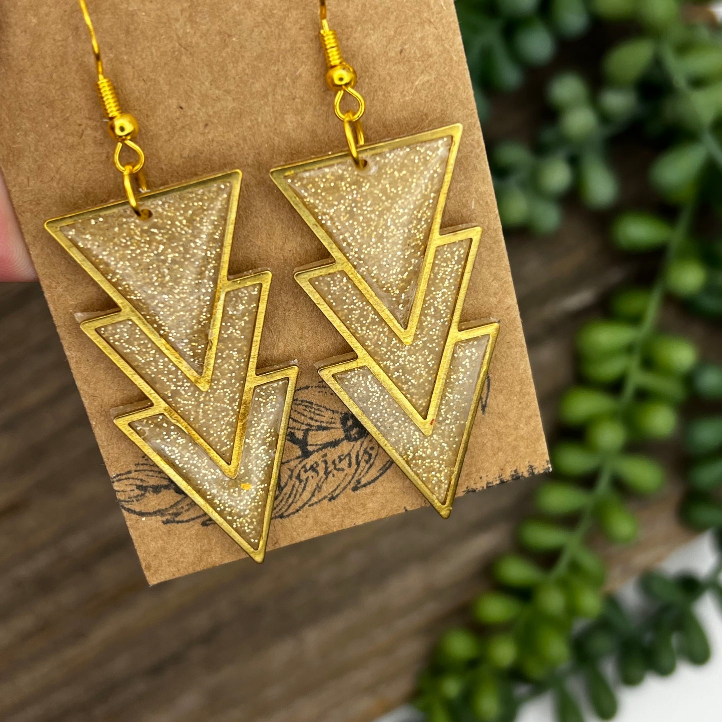 Glitter Gold Geometric Dangles