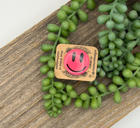 Hot Pink Smiley Pin