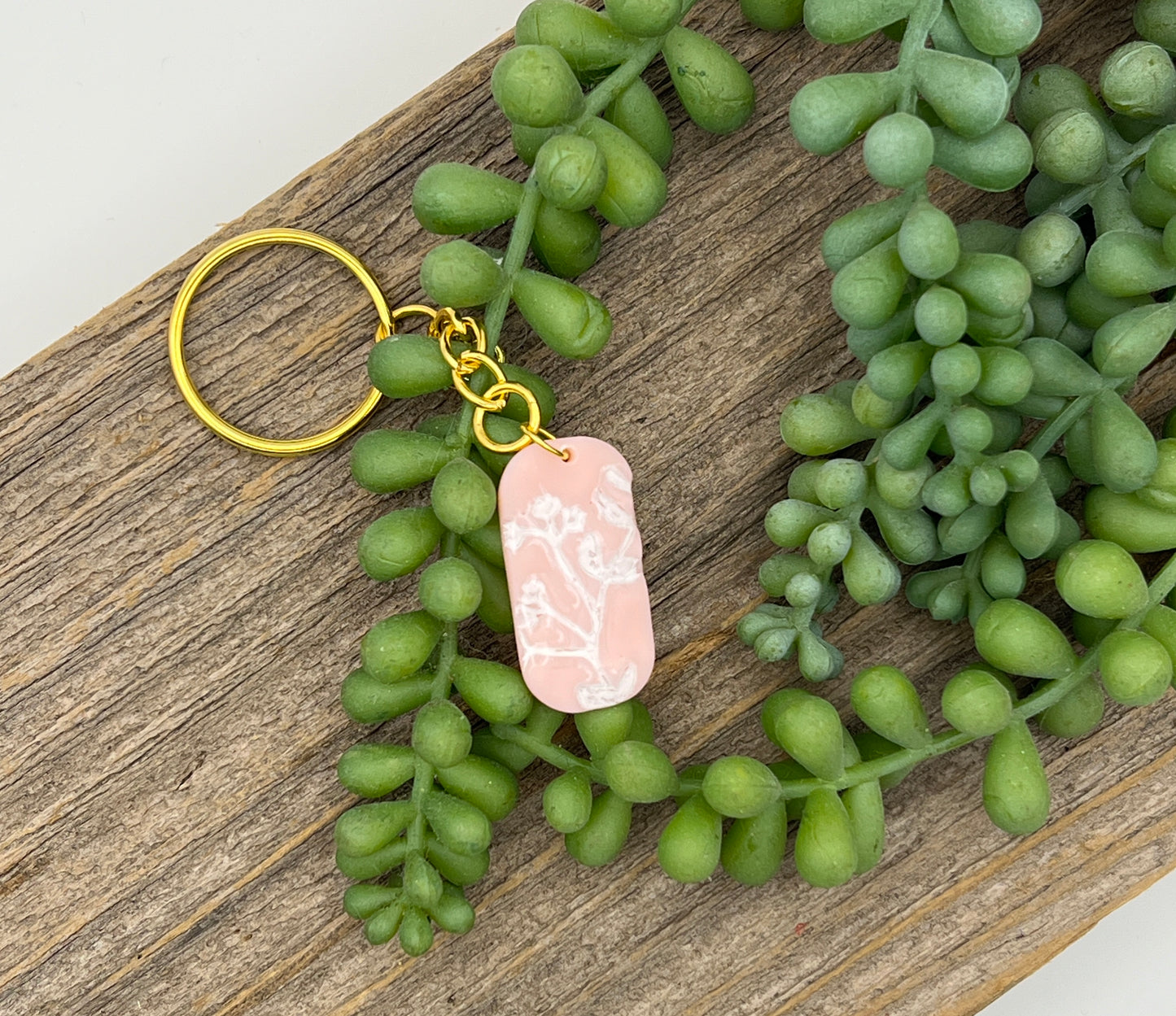 Pink & White Flower Keychain