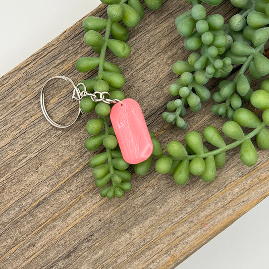 Silver Embossed Flower Keychain