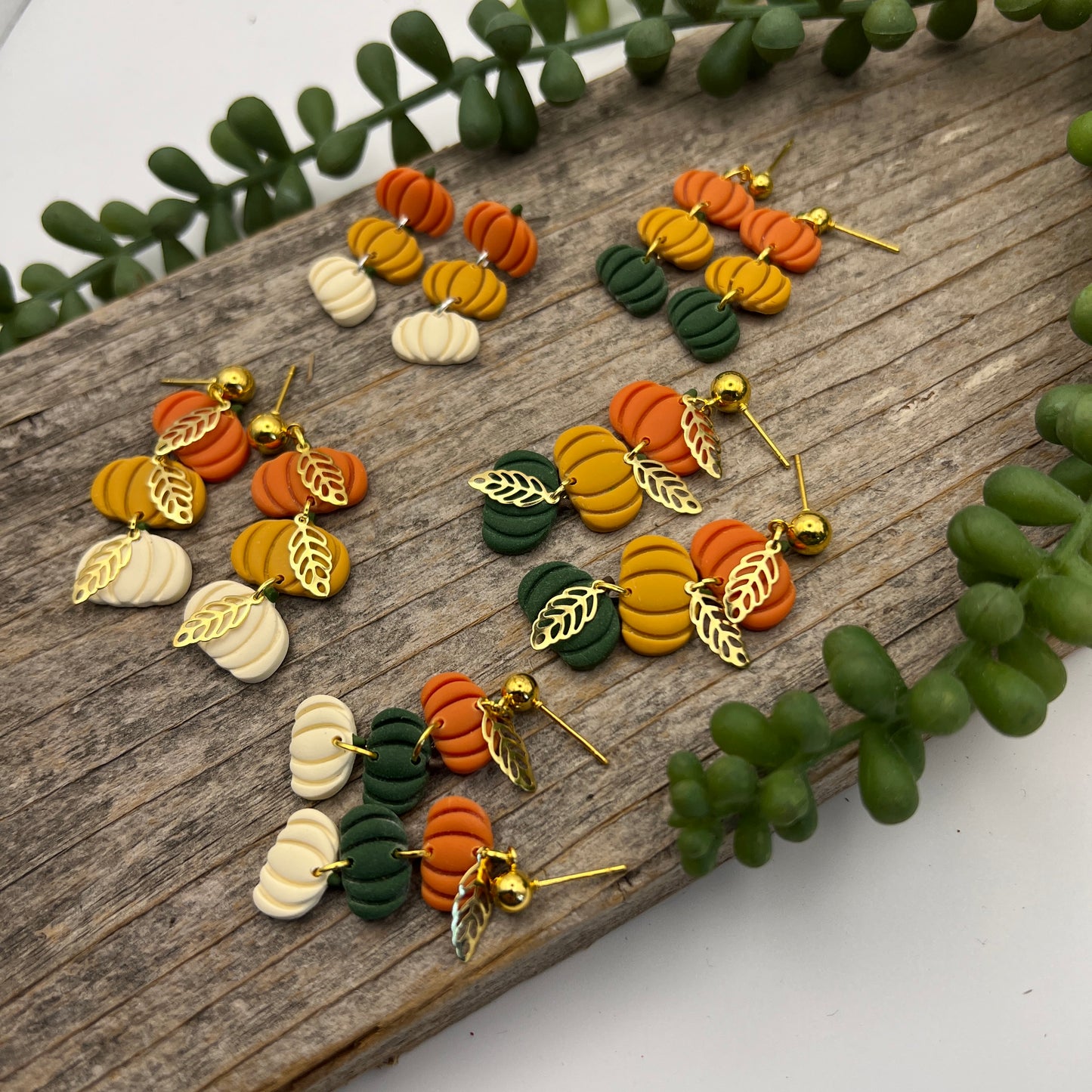 Small Dangle Studs Stacked Pumpkins