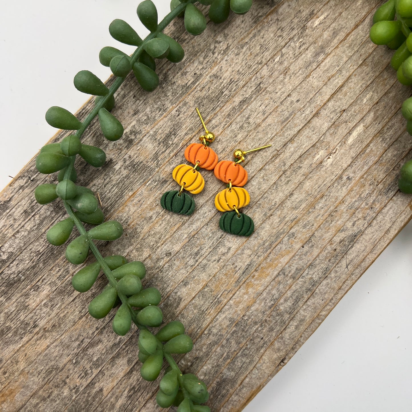 Small Dangle Studs Stacked Pumpkins