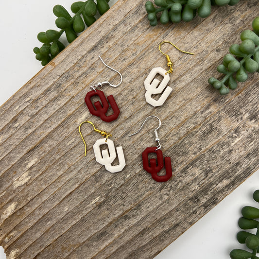 OU Dangle Studs - Red